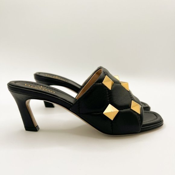 Valentino Garavani Roman Stud Sandal In Quilted NAPPA Black Leather 65 MM - Picture 8 of 15